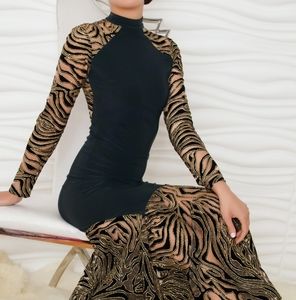 Animal print lace evening gown